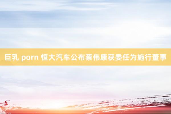 巨乳 porn 恒大汽车公布蔡伟康获委任为施行董事