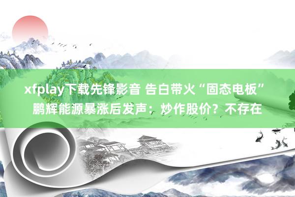 xfplay下载先锋影音 告白带火“固态电板” 鹏辉能源暴涨后发声：炒作股价？不存在