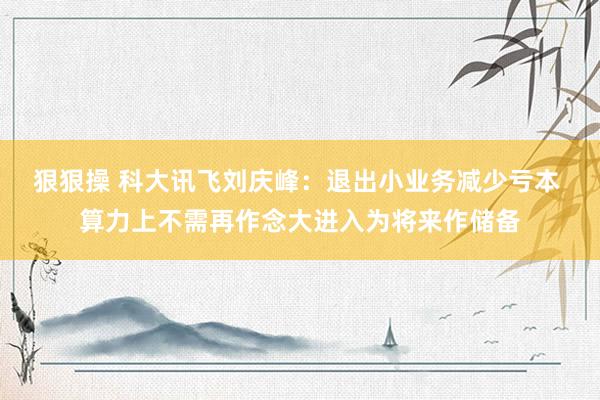 狠狠操 科大讯飞刘庆峰：退出小业务减少亏本 算力上不需再作念大进入为将来作储备
