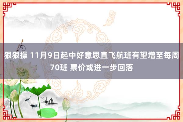狠狠操 11月9日起中好意思直飞航班有望增至每周70班 票价或进一步回落