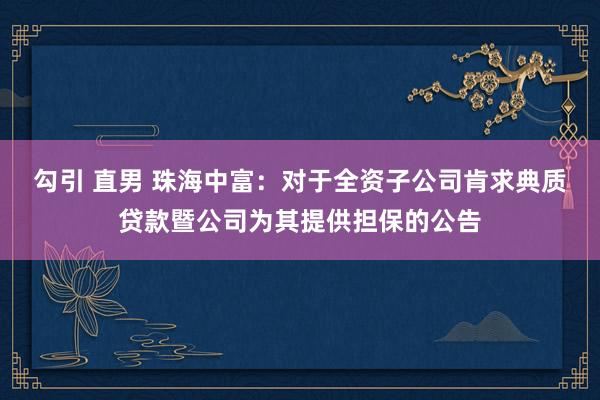 勾引 直男 珠海中富：对于全资子公司肯求典质贷款暨公司为其提供担保的公告