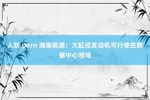 人妖 porn 潍柴能源：大缸径发动机可行使在数据中心领域